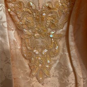 Embellished Peach Sequin Appliqué Dress Bodice
